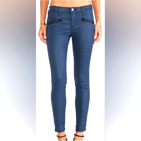 CURRENT / ELLIOTT Skinny Soho Jeans Wax Navy Blue Pants Black Zipper Ankles 26 - Picture 1 of 8